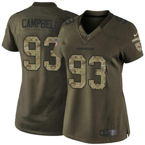 Women's Elite Calais Campbell Nike Jersey Green - #93 Salute to Service NFL Arizona Cardinals